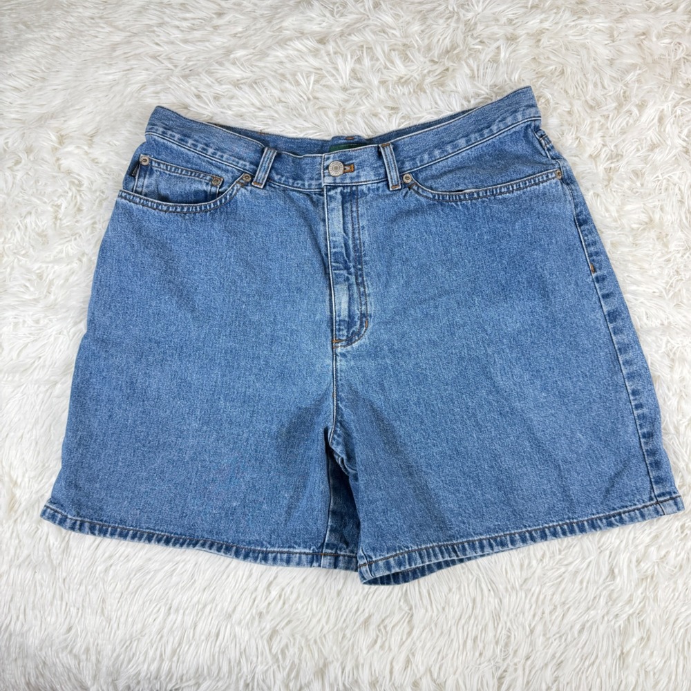 Lauren Ralph Lauren Blue Denim Mom Shorts Women's Size 14 High Rise Vintage